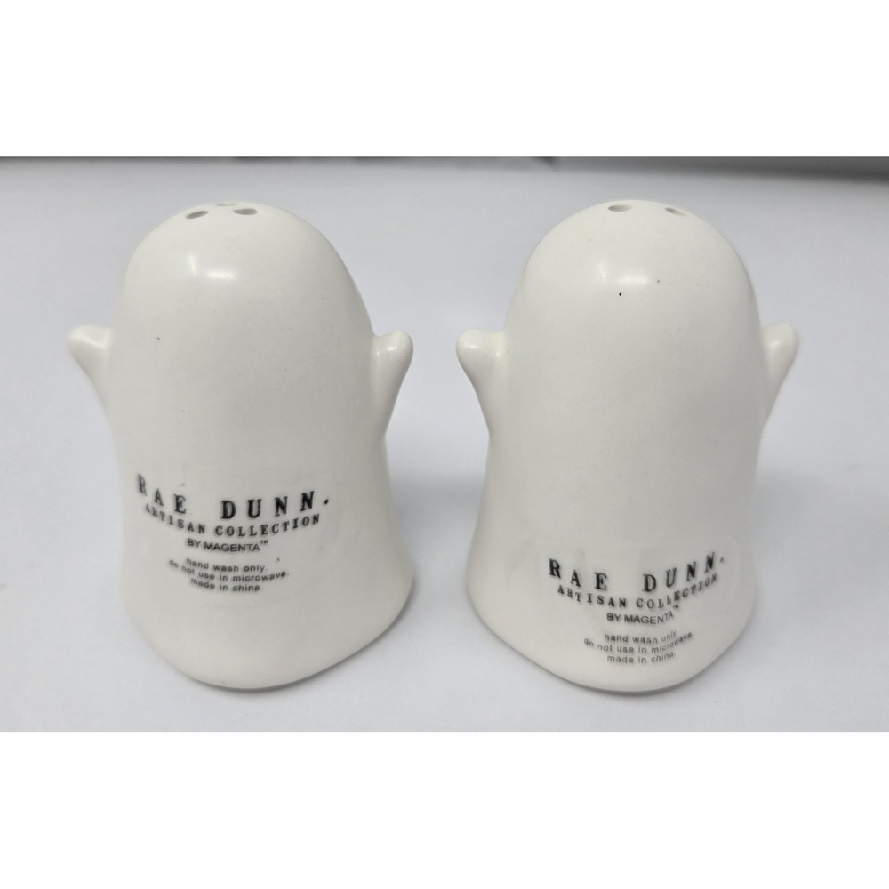 Rae Dunn Ghost Salt Pepper Shaker Set Artisan Collection Halloween Decor 2023 - Picture 3 of 6